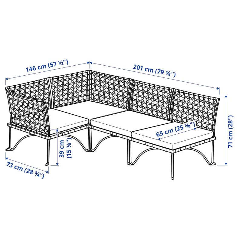 IKEA JUTHOLMEN ЮТХОЛЬМЕН, модульн кутовий диван 3-місн для вул, темно-сірий, бежевий куддарна фото №7