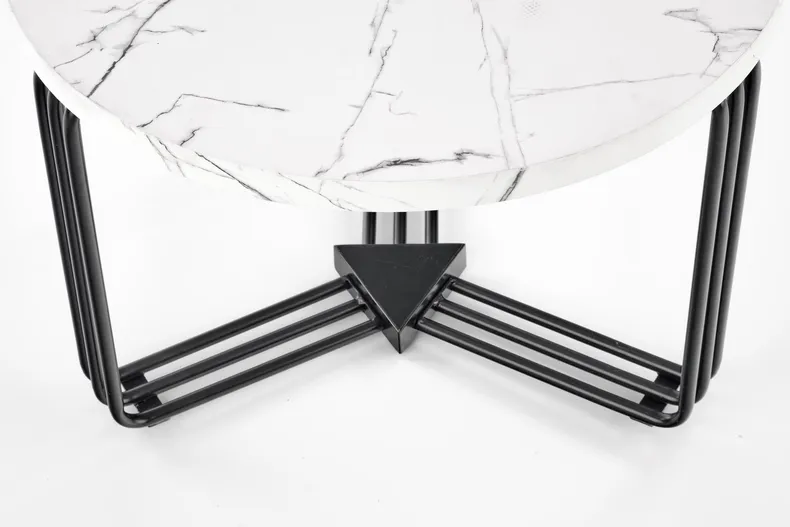 Журнальный стол круглый HALMAR ANTICA M 55x55 см, столешница - белый мрамор, каркас - черный фото №4