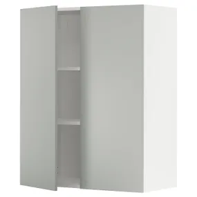 IKEA METOD МЕТОД, навесной шкаф с полками / 2дверцы, белый / светло-серый, 80x100 см 995.383.65 фото