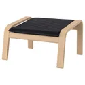 IKEA POÄNG ПОЭНГ, кресло с табуретом для ног, Шпон дуба, окрашенный в белый / черный цвет 794.842.07 фото thumb №5