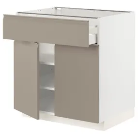 IKEA METOD МЕТОД / MAXIMERA МАКСИМЕРА, напольный шкаф с ящиком / 2дверцами, белый / матовый темно-бежевый, 80x60 см 594.922.94 фото