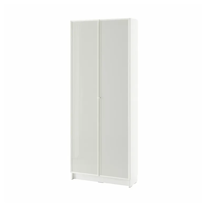 IKEA BILLY БІЛЛІ / HÖGBO ХЕГБУ, книжкова шафа зі склян дверц, білий, 80x30x202 см 794.836.13 фото №1