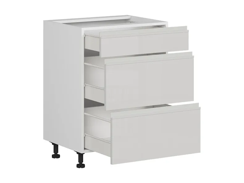 BRW Кухонный цокольный шкаф Sole 60 см с выдвижными ящиками светло-серый глянец, альпийский белый/светло-серый глянец FH_D3S_60/82_2SMB/SMB-BAL/XRAL7047 фото №3