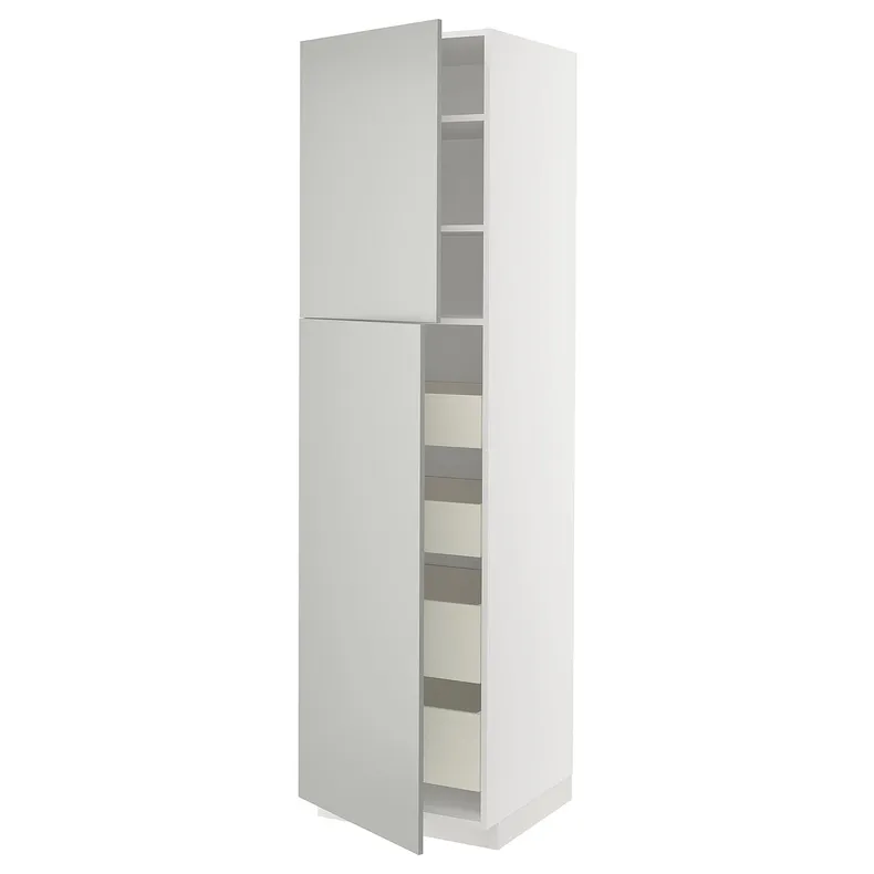 IKEA METOD МЕТОД / MAXIMERA МАКСИМЕРА, высокий шкаф / 2дверцы / 4ящика, белый / светло-серый, 60x60x220 см 495.390.27 фото №1