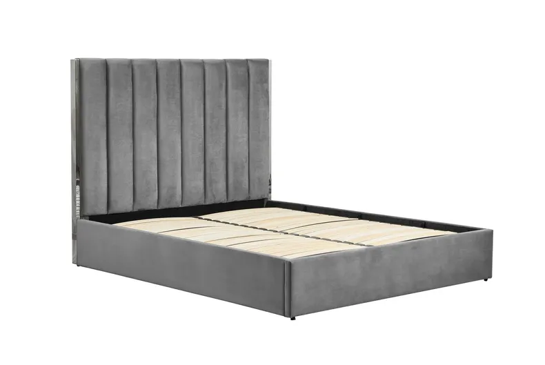 Ліжко двоспальне HALMAR PALAZZO 160x200 см, сірий / срібло фото №1