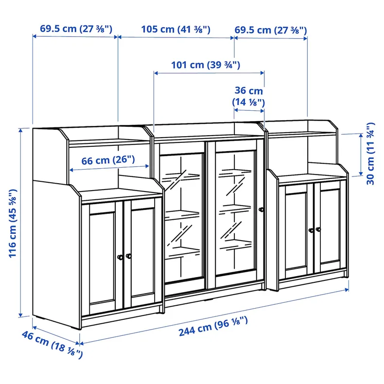 IKEA HAUGA ХАУГА, комбинация д / хранения, серый, 244x46x116 см 093.886.43 фото №7