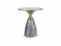 Журнальный столик SIGNAL Leo 50х54 см, серый + золото, эффект белого глянцевого мрамора фото thumb №1