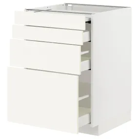 IKEA METOD МЕТОД / MAXIMERA МАКСИМЕРА, напольный шкаф с выдвиж панелью / 3ящ, белый / Вальстена белый, 60x60 см 995.072.36 фото