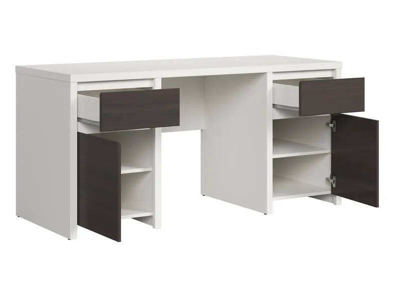 BRW Письмовий стіл BRW KASPIAN 160х65 см, білий/венге BIU2D2S/160-BI/WE фото №3
