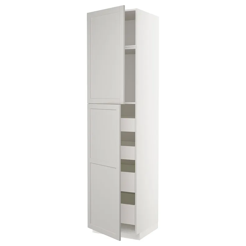 IKEA METOD МЕТОД / MAXIMERA МАКСІМЕРА, висока шафа, 2 дверцят / 4 шухляди, білий / світло-сірий Lerhyttan, 60x60x240 см 194.626.56 фото №1