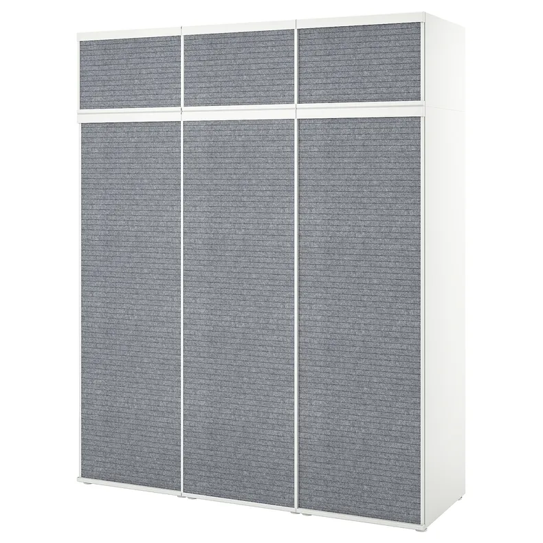 IKEA PLATSA ПЛАТСА, гардероб с 6 раздвижными дверями, белый ларколлен / темно-серый, 180x57x221 см 094.941.58 фото №1