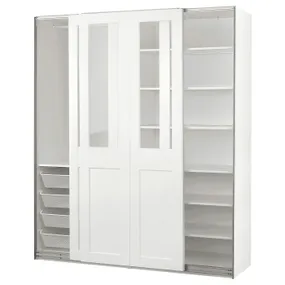 IKEA PAX ПАКС / GRIMO ГРИМО, гардероб с раздвижными дверьми, белый / прозрачное стекло белый, 200x66x236 см 595.022.26 фото