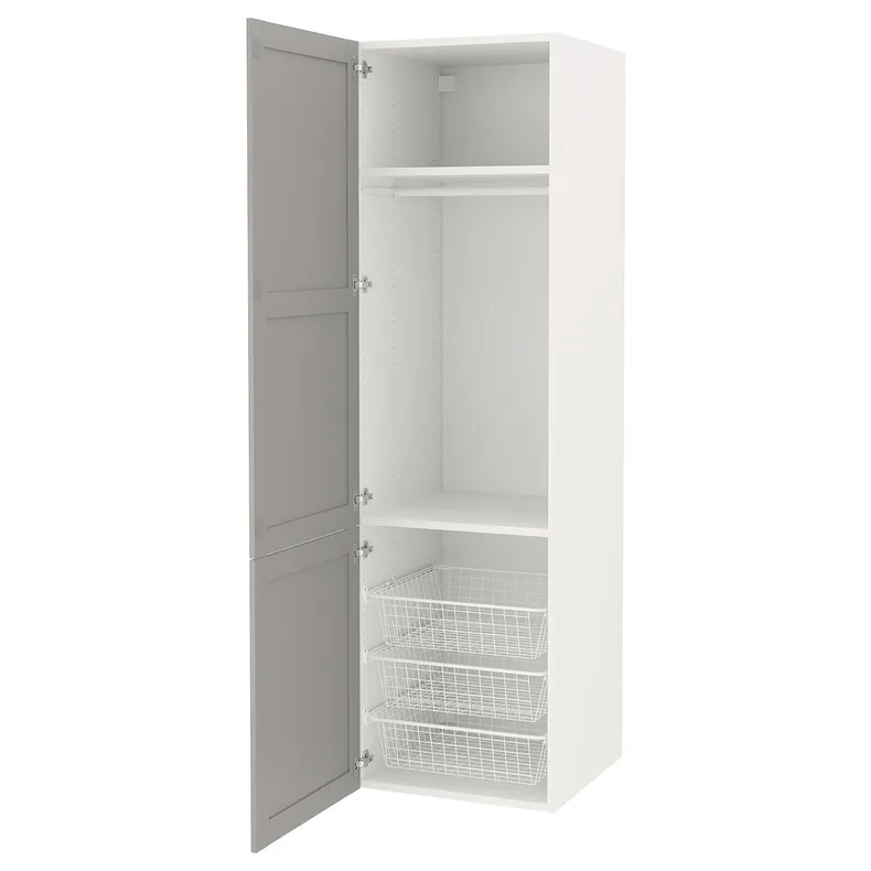 IKEA ENHET ЕНХЕТ, шафа, біла / сіра рамка, 60x62x210 см 194.355.78 фото №1