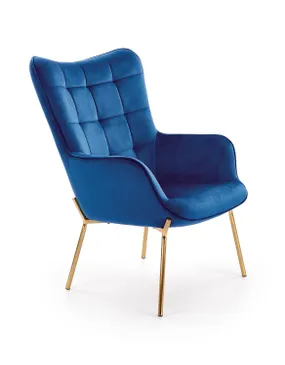 Кресло для дома HALMAR CASTEL 2 золотой/темно-синий фото