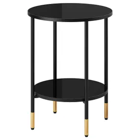 IKEA ÄSPERÖD ЭСПЕРЁД, придиванный столик, черный / стекло черное, 45 см 104.621.80 фото