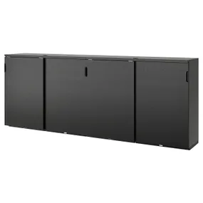 IKEA GALANT ГАЛАНТ, комбинация для хран с раздв дверц, Шпон ясеня, окрашенный в черный цвет, 320x120 см 692.856.18 фото