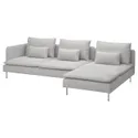 IKEA SÖDERHAMN СЕДЕРХАМН, 4-місний диван із кушеткою, з відкритим кінцем/Tallmyra білий/чорний 195.803.39 фото thumb №1