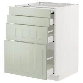 IKEA METOD МЕТОД / MAXIMERA МАКСИМЕРА, напольный шкаф с выдвиж панелью / 3ящ, белый / светло-зеленый, 60x60 см 094.862.76 фото