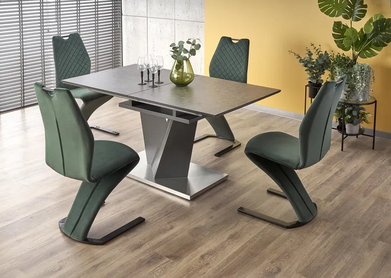 Обеденный стол раскладной HALMAR SALVADOR 160-200x90 см, столешница - темно-серый, ножки - темно-серые фото №17