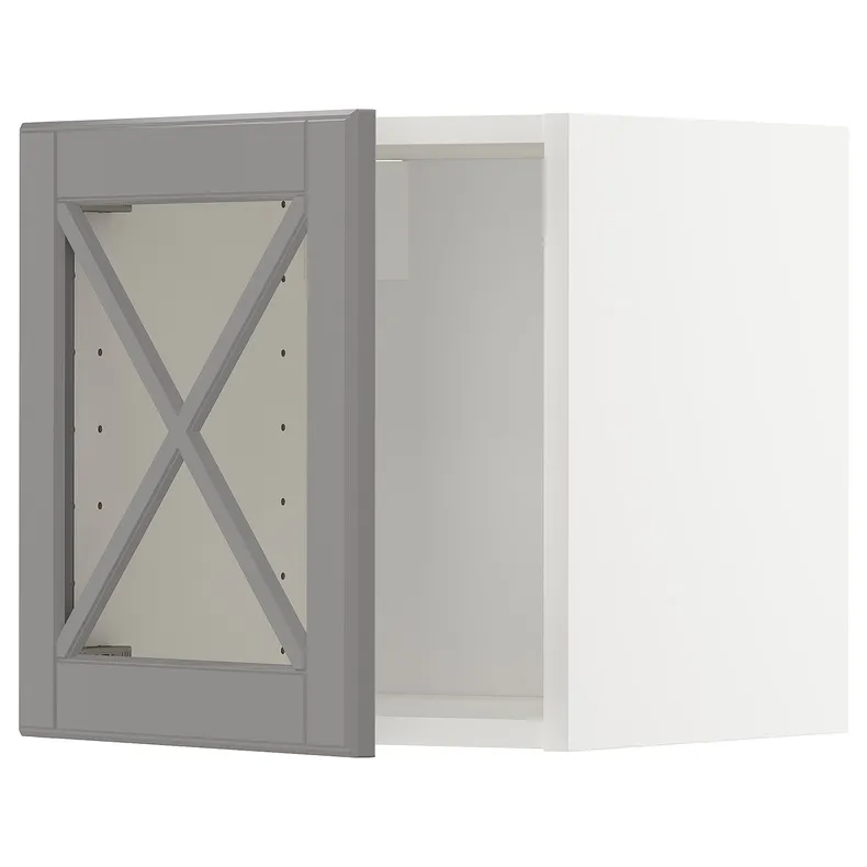 IKEA METOD МЕТОД, навесной шкаф со стеклянной дверцей, белый / бодбинский серый, 40x40 см 393.950.29 фото №1