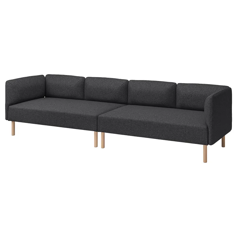 IKEA LILLEHEM ЛІЛЛЕХЕМ, 4-місний модульний диван, ГУННАРЕД/темно-сірий деревина 895.360.41 фото №1
