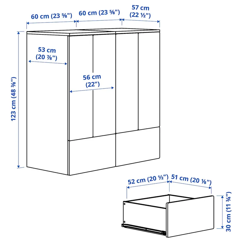 IKEA SMÅSTAD СМОСТАД / PLATSA ПЛАТСА, шафа, білий червоний / береза з 2 шухлядами, 120x57x123 см 195.498.91 фото №6