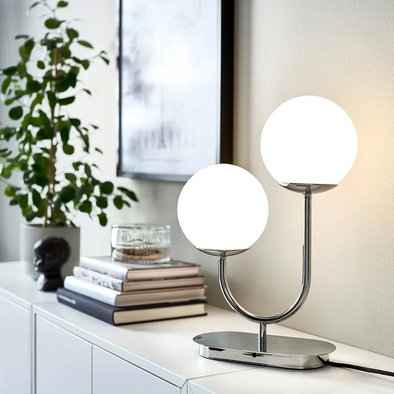 IKEA SIMRISHAMN СИМРИСХАМН, лампа настольная, хром / опаловое белое стекло, 42 см 004.376.76 фото №2