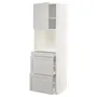 IKEA METOD МЕТОД / MAXIMERA МАКСИМЕРА, высокий шкаф д / СВЧ / дверца / 3ящика, белый / светло-серый, 60x60x200 см 594.669.35 фото