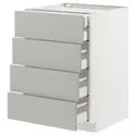 IKEA METOD МЕТОД / MAXIMERA МАКСИМЕРА, напольный шкаф 4фасада / 2нзк / 3срд ящ, белый / светло-серый, 60x60 см 895.385.49 фото thumb №1