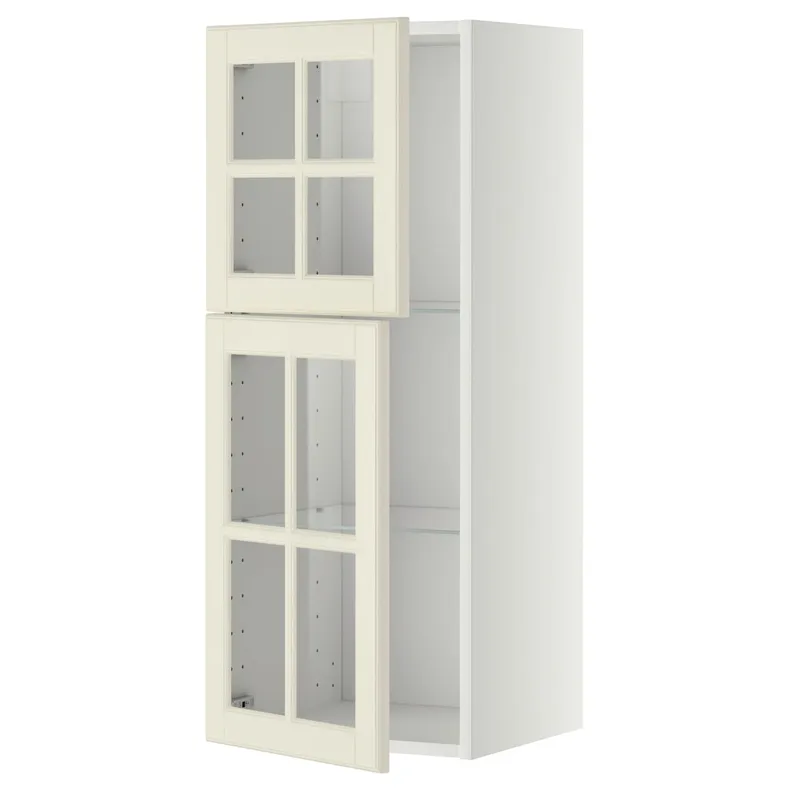 IKEA METOD МЕТОД, навесной шкаф / полки / 2стеклян двери, белый / бодбинские сливки, 40x100 см 093.949.84 фото №1