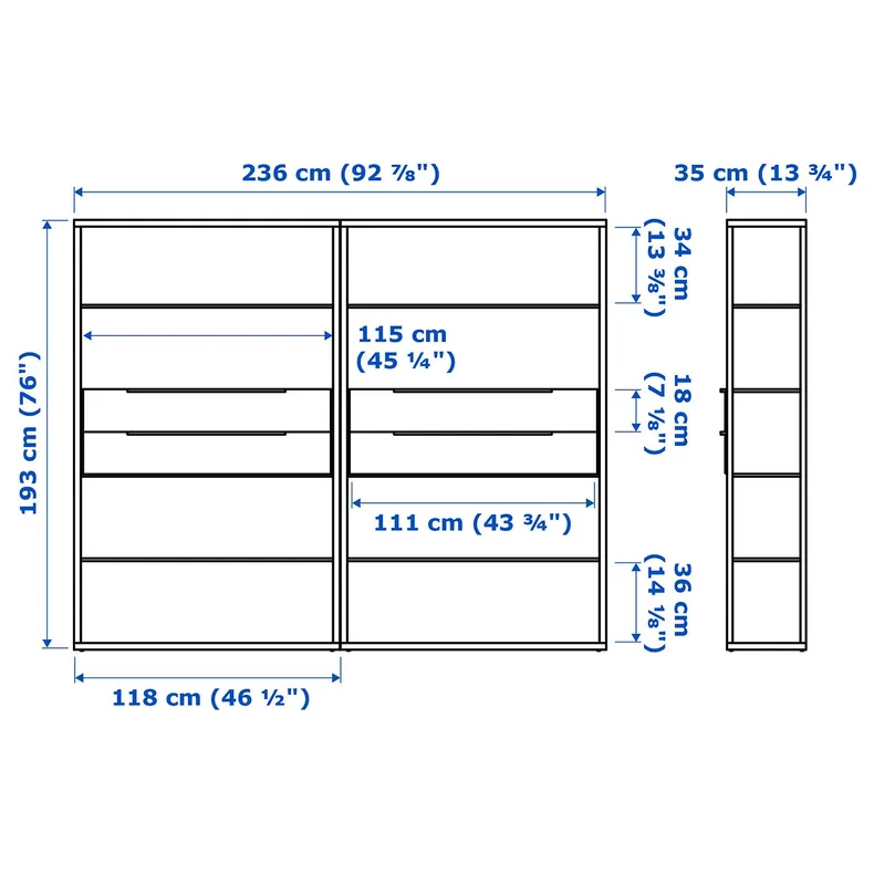 IKEA FJÄLKINGE ФЬЄЛЬКІНГЕ, стелаж із шухлядами, білий, 236x35x193 см 399.325.38 фото №3