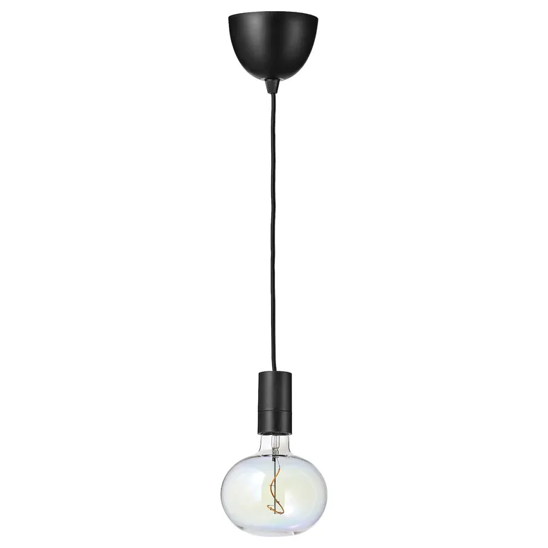 IKEA SUNNEBY СУННЕБЮ / MOLNART МОЛНАРТ, подвесной светильник с лампочкой, черный / многоцветный в форме эллипса 394.913.56 фото №1
