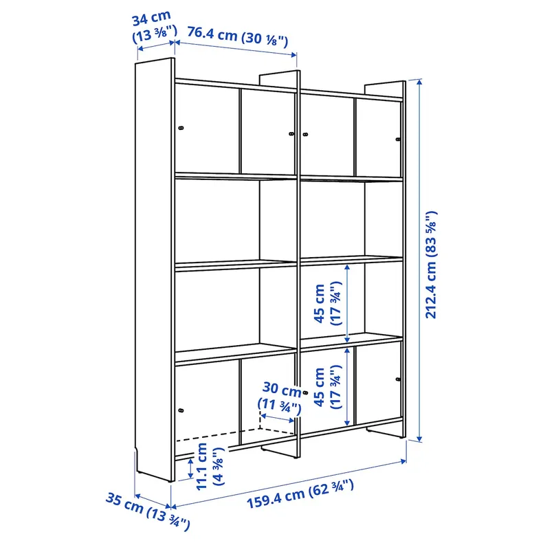 IKEA LÅDMAKARE, комбинация с раздвижными дверями, с 2 полками/имит. дуб, 159x35x212 см 295.646.78 фото №3