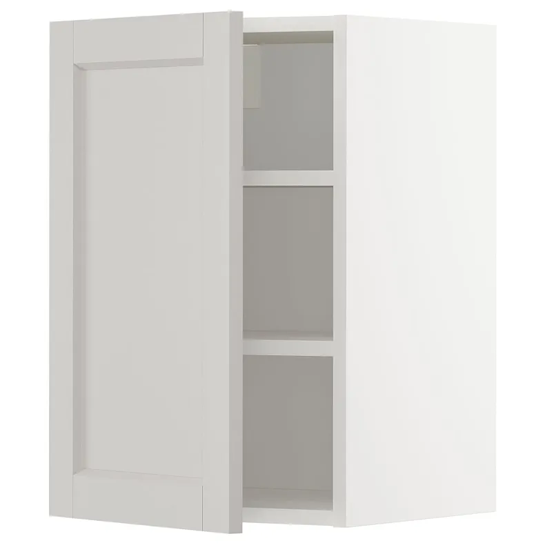 IKEA METOD МЕТОД, шафа навісна із полицями, білий / світло-сірий Lerhyttan, 40x60 см 194.589.56 фото №1