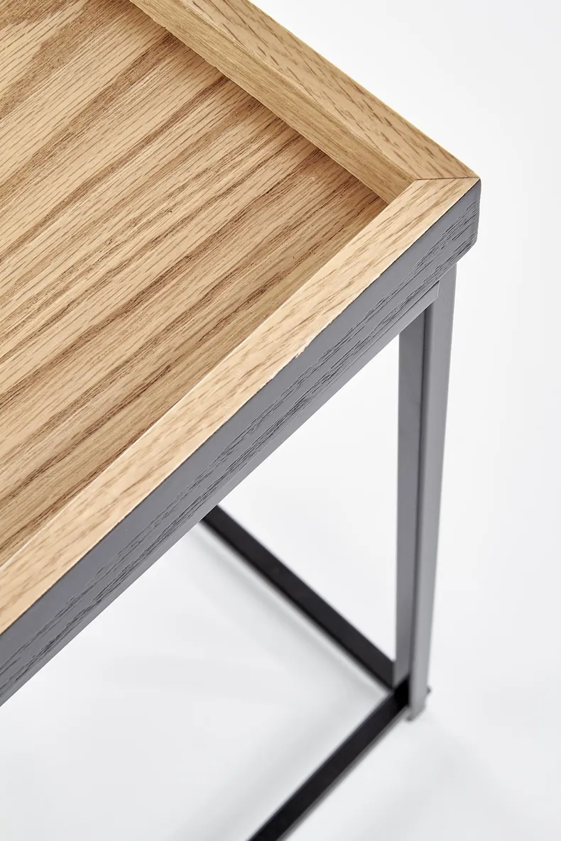 Журнальный столик деревянный HALMAR YAVA, 42x42 см, дуб натуральный/черный фото №5