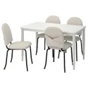 IKEA DANDERYD ДАНДЕРЮД / EBBALYCKE ЕББАЛЮККЕ, стіл+4 стільці, білий / бежевий Idekulla, 130 см 695.601.26 фото thumb №1