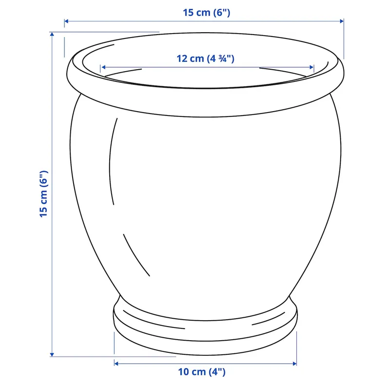 IKEA TRUMPETBUSKE ТРЮМПЕТБЮСКЕ, кашпо, внутренний / внешний синий, 12 см 905.637.93 фото №7