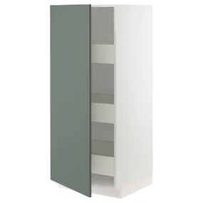 IKEA METOD МЕТОД / MAXIMERA МАКСИМЕРА, высокий шкаф с ящиками, белый / бодарский серо-зеленый, 60x60x140 см 193.786.48 фото