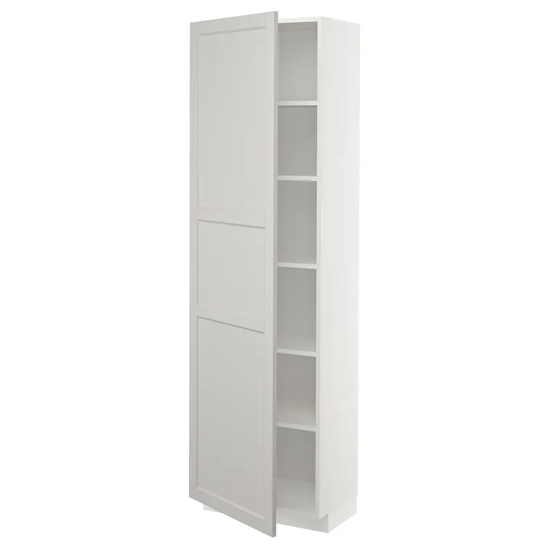 IKEA METOD МЕТОД, высокий шкаф с полками, белый / светло-серый, 60x37x200 см 494.617.02 фото №1