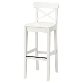 IKEA INGOLF ІНГОЛЬФ, барний стілець зі спинкою, білий, 74 см 001.217.66 фото