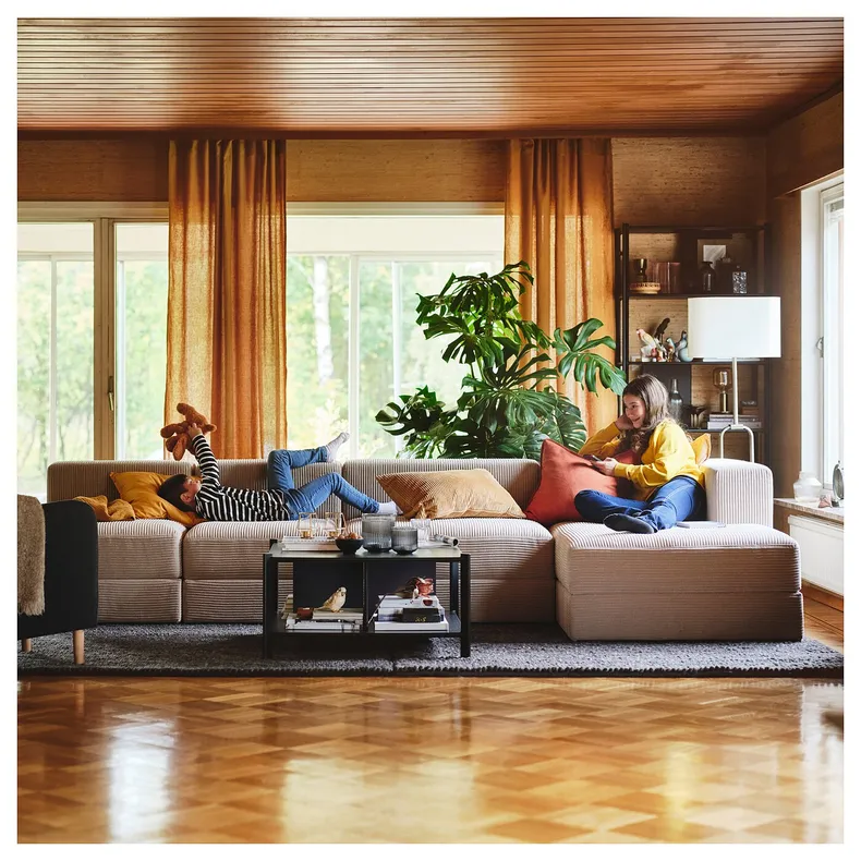IKEA JÄTTEBO ЭТТЕБО, 4,5-местный модульный диван+козетка, справа / Самсала серо-бежевый 794.694.81 фото №3