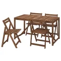 IKEA NÄMMARÖ НЕММАРЕ, стіл+4 складані стільці, вуличний, світло-коричнева морилка, 140 см 195.447.23 фото thumb №1