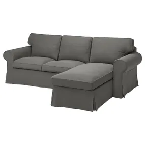 IKEA EKTORP ЕКТОРП, 3-місний диван із кушеткою, ХАКЕБУ темно-сірий 895.090.28 фото