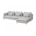 IKEA SÖDERHAMN СЕДЕРХАМН, 4-місний диван із кушеткою, Талміра біла/чорна 094.306.42 фото thumb №1