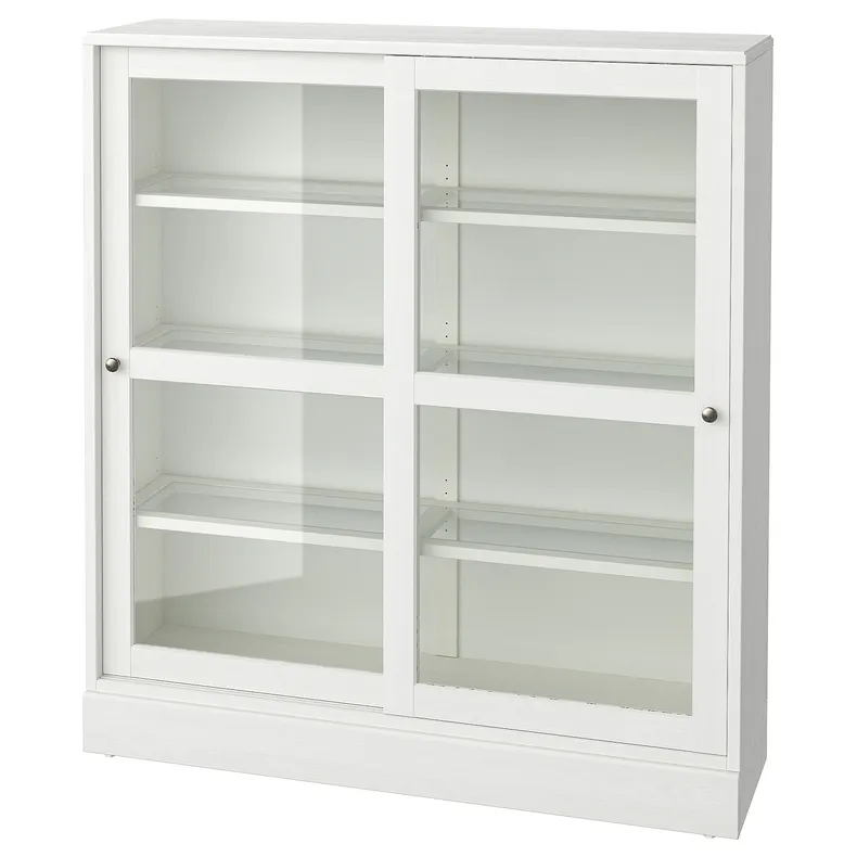 IKEA HAVSTA ХАВСТА, шафа зі склян дверцятами з цоколем, біле прозоре скло, 121x37x134 см 295.346.72 фото №1