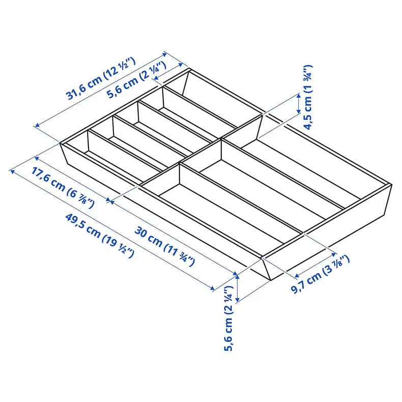 IKEA UPPDATERA УППДАТЕРА, лоток для столових приборів, світлий бамбук, 32x50 см 404.599.73 фото №4