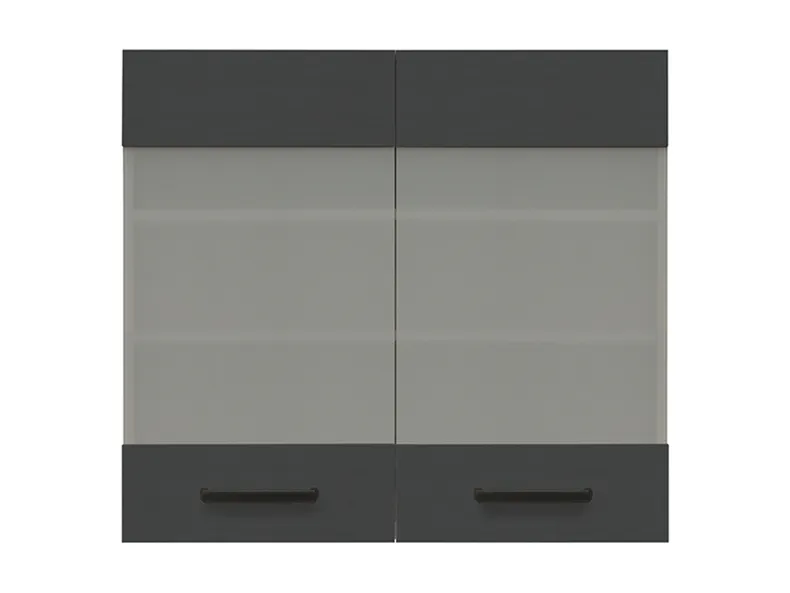 BRW Дводверна кухонна шафа Semi Line 80 см з вітриною вулканічного чорного кольору, чорний вулканічний SB_G_80/72_LV/PV-DARV/CAW фото №1
