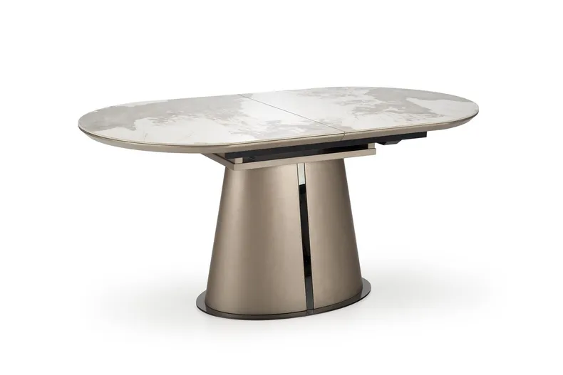 Розкладний стіл HALMAR ROBINSON 160-200х90 см, бежевий мармур / капучино / чорний фото №1