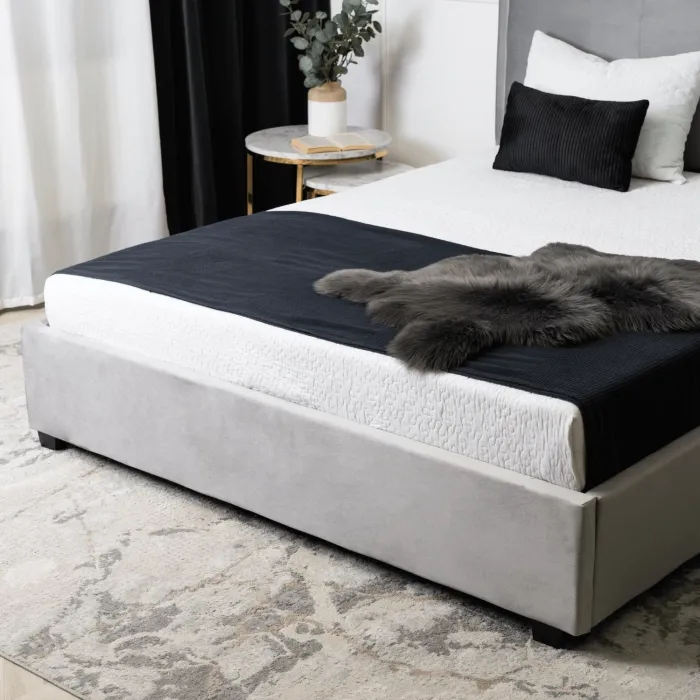 Ліжко двоспальне оксамитове MEBEL ELITE ANDRE Velvet, 160x200 см, світло-сірий фото №8