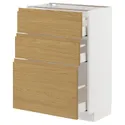 IKEA METOD МЕТОД / MAXIMERA МАКСИМЕРА, напольный шкаф с 3 ящиками, белый / Воксторп имит. дуб, 60x37 см 595.381.31 фото thumb №1